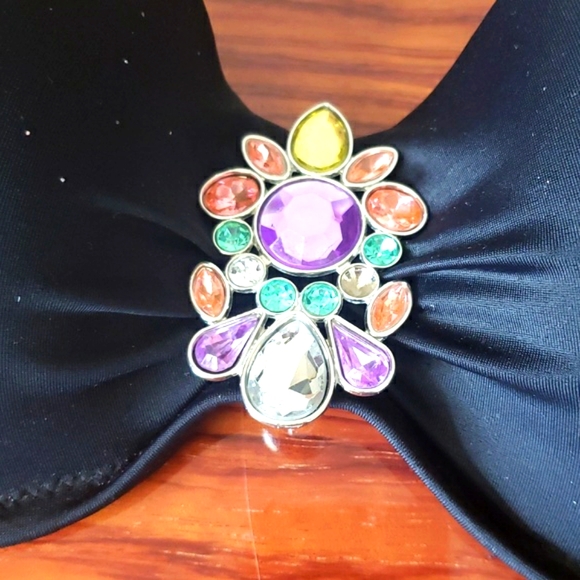 Victoria's Secret Swim | Black Jeweled Accented Bandeau Top Only, Sz 32 D. - Picture 6 of 14